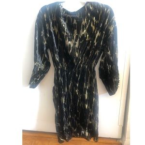 SOLD Zara 3/4 black velour dress with gold accents